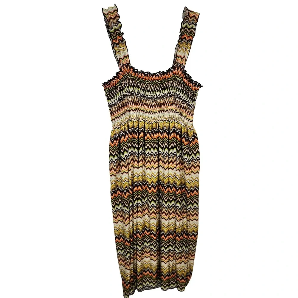 WinWin Fashion Sundress L-XL Multicolor Chevron Sleeveless Maxi Dress Boho hippy